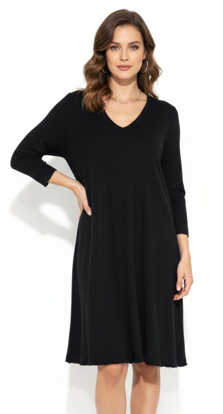 Calvin Klein Dress Sweater Sheath Womens size XL Knee Length Midi Black
